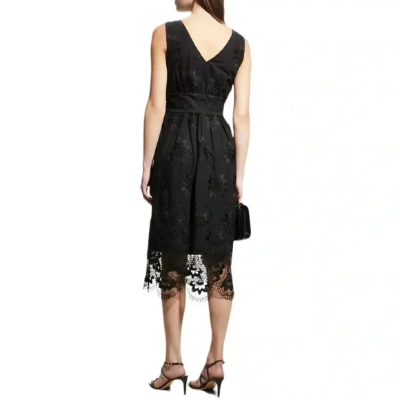 Kobi Halperin "Vivianne" embroidered midi dress scalloped lace hem Sz M - Picture 2 of 10